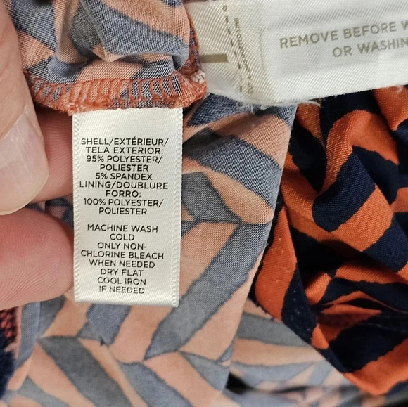 Loft Chevron Maxi Dress Orange Navy Blue M - Picture 6 of 8